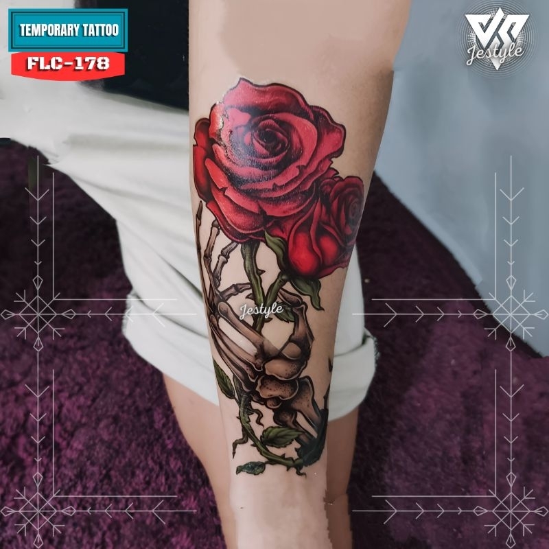 [FLC-178] Tato Temporer Temporary Tattoo Bunga Mawar