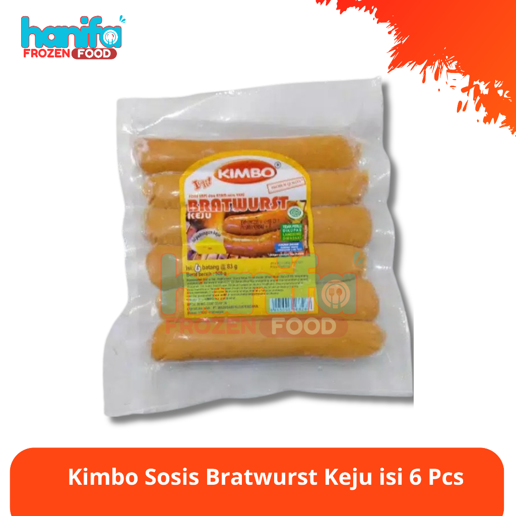 

KIMBO Sosis Sapi dan Ayam Bratwurst Rasa Keju isi 6 Pcs ( 500 g ) halal dan bergizi