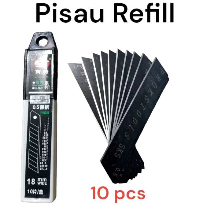 

Cutter/Mata Pisau Refill Baja Multifungsi 18mm isi 10pcs