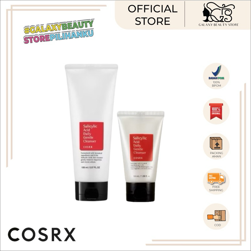 COSRX SALICYLIC ACID DAILY GENTLE CLEANSER 150ML - 50ML / PEMBERSIH MUKA / SABUN CUCI MUKA COSRX