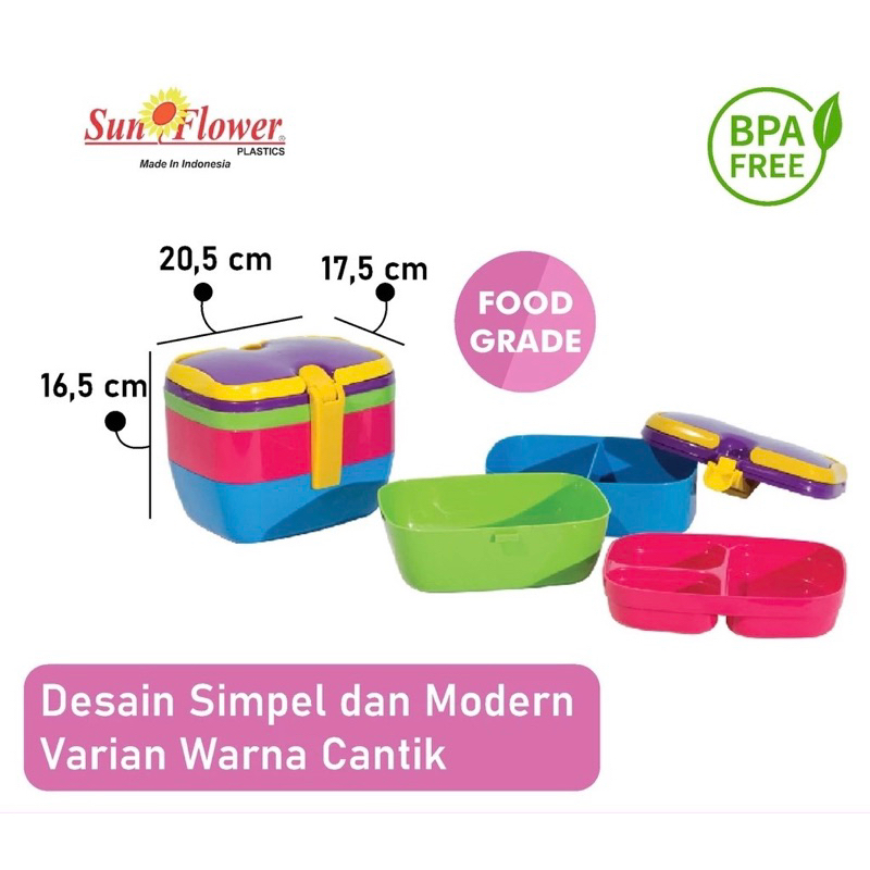 Rantang Set / Rantang Plastik Susun 3 Dengan Handle