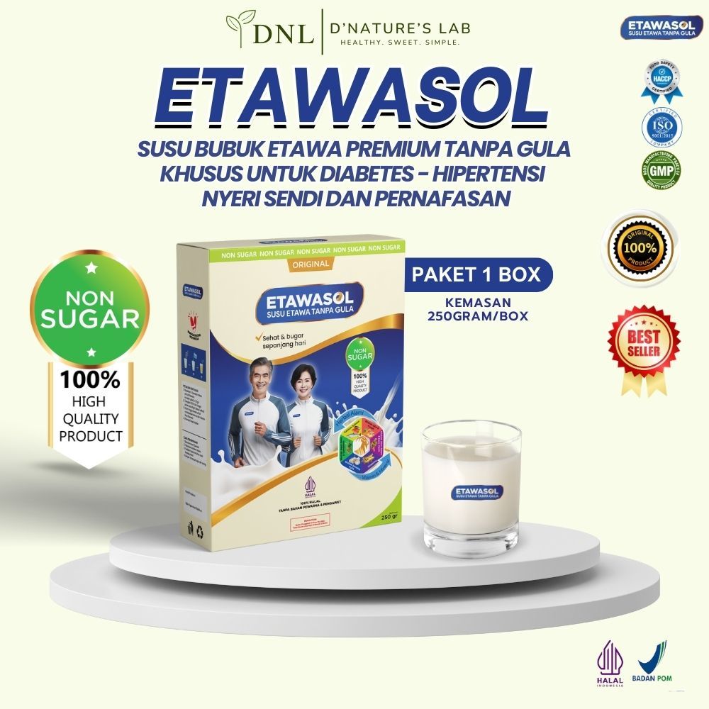 

Etawasol Susu Etawa Premium 100% tanpa gula untuk diabetes dan hipertensi kemasan 250gr 1 box