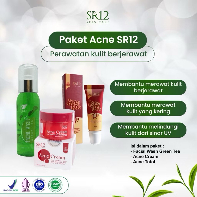 Paket Acne SR12 Skincare Wajah Berjerawat BPOM Acne Series SR12 Acne Totol Acne Cream Toner - Obat J