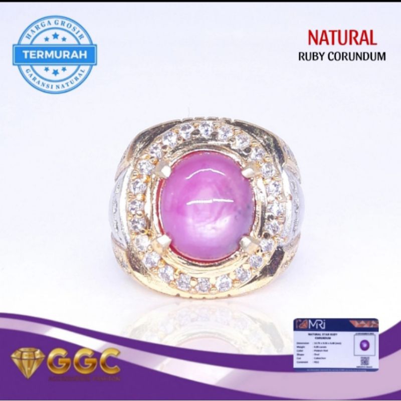 Cincin Batu Natural Star Ruby Corundum Plus Memo Lab