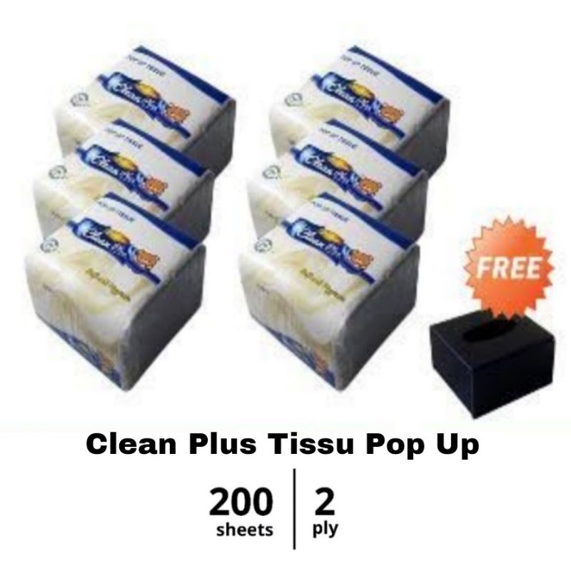 Tisu clean plus pop up 200sheet 2ply