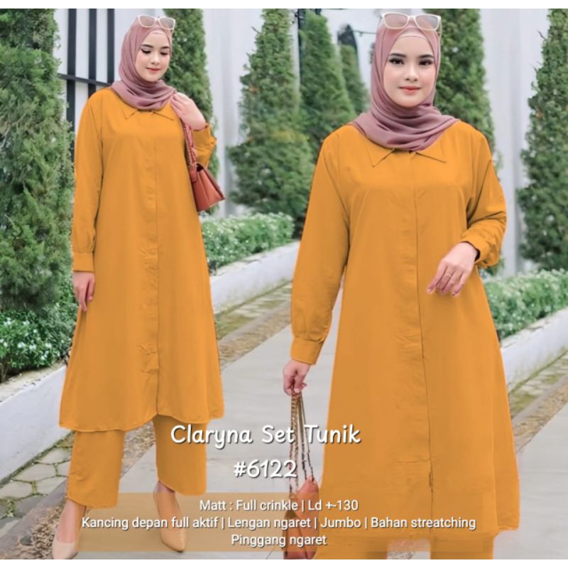 SETELAN TUNIK RAISA CLARYNA HANOVER JUMBO CRINKLE SUPER TEBAL/SET TUNIK IMPORT PREMIUM