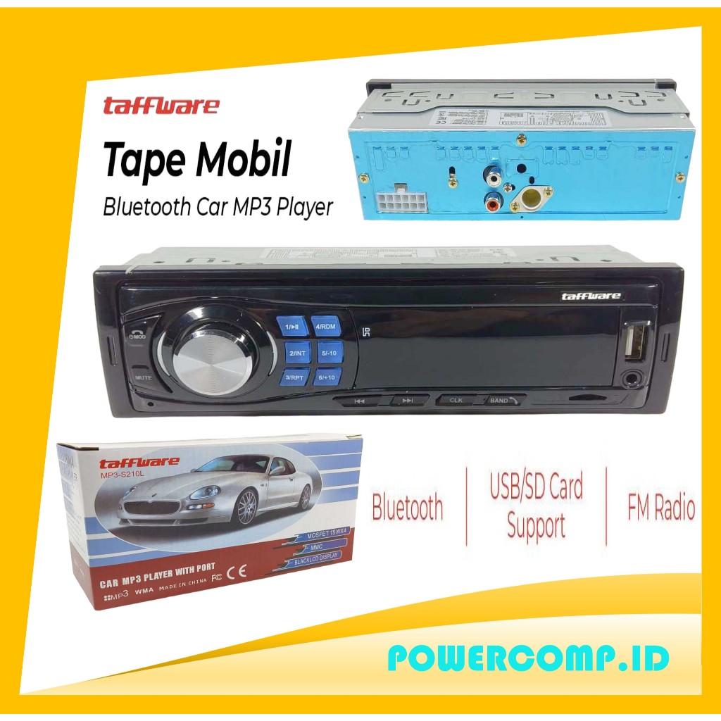 Tip Mobil Bluetooth Taffware MP3-S210L Tape Mobil Audio MP3 Player Bluetooth Wireless 12 Pin Plug - 