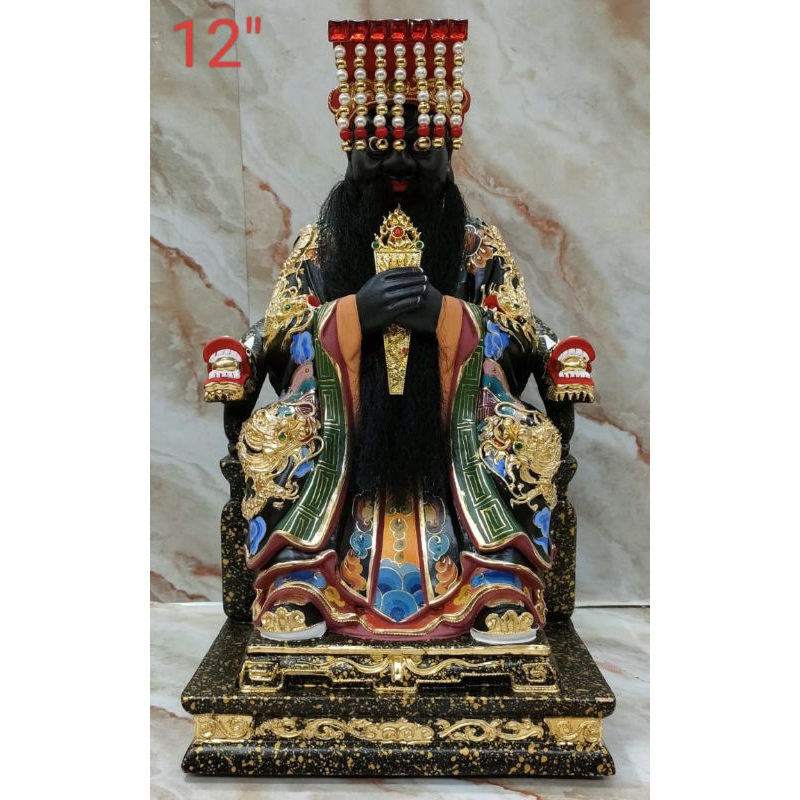 patung dewa raja neraka / giam lo ong - kayu taiwan - 12inch