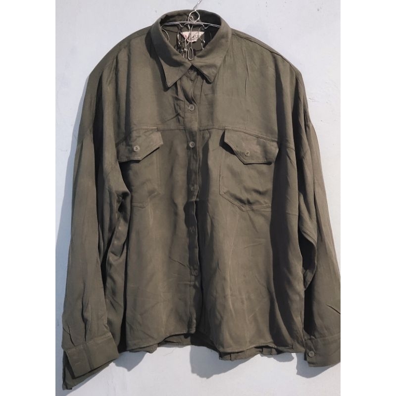 kemeja denim wanita lexi hijau army