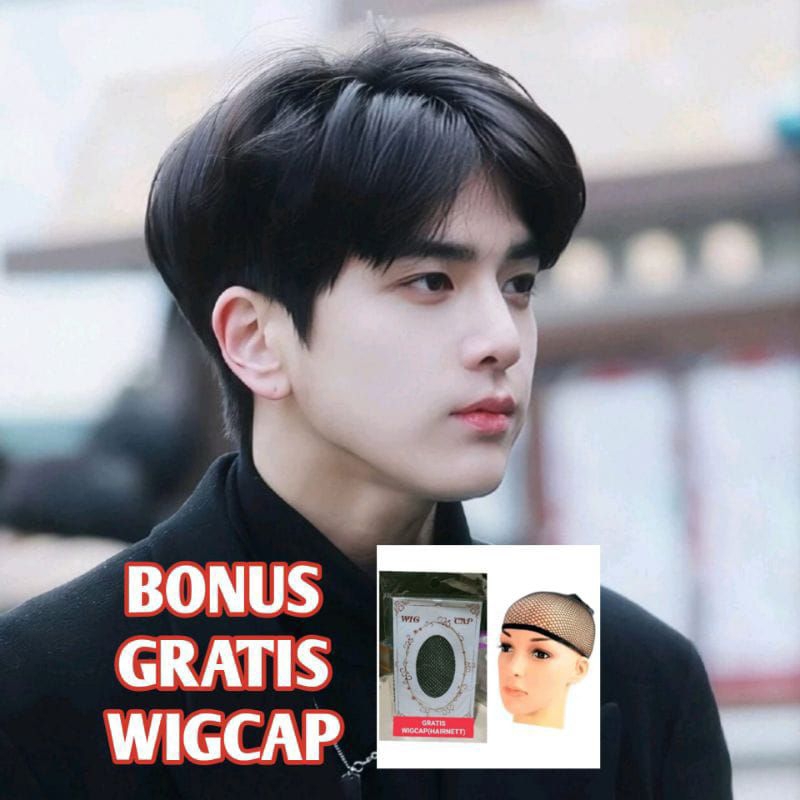 WIG PRIA PENDEK BELAH TENGAH/RAMBUT PALSU PRIA BELAH TENGAH VERSI KOREA