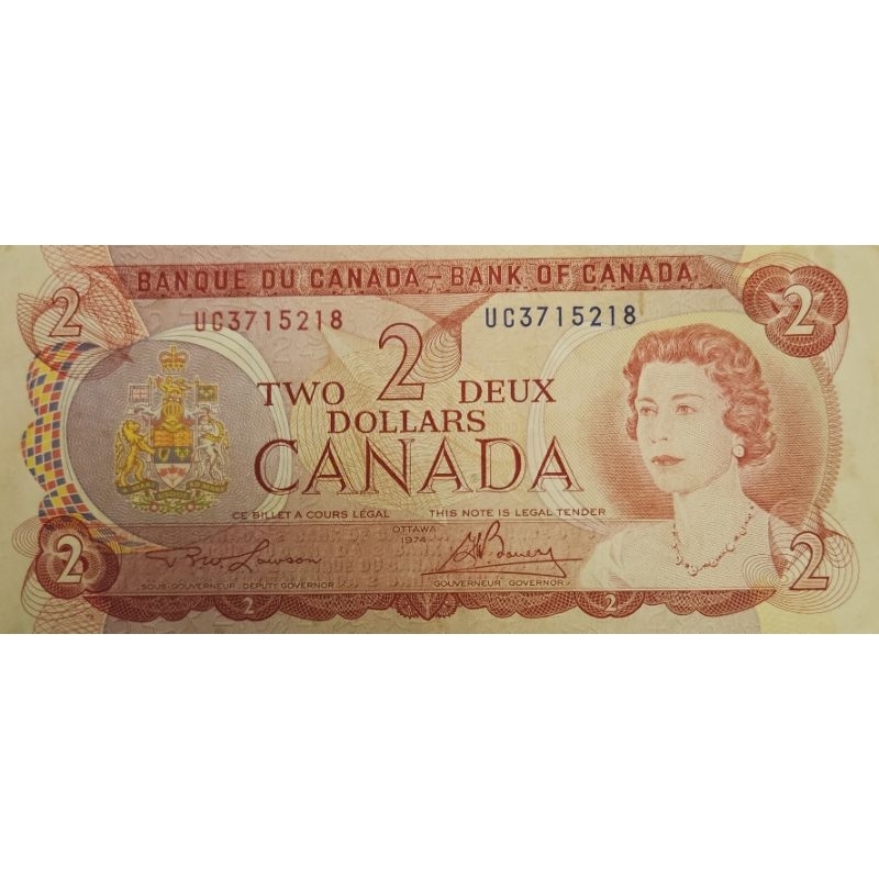 Uang Asing Negara Canada 2 Dollar Deux Tahun 1974 Kondisi renyah Dijamin Original 100%