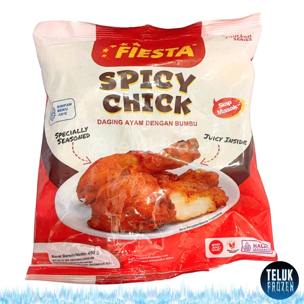 

fiesta spicy chick 400gr g / ayam goreng bumbu / chicken nugget 400gram pentung berbumbu seasoned chick daging olahan halal