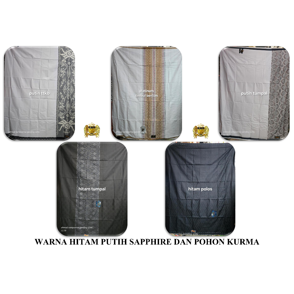 Sarung warna hitam putih sapphire I pohon kurma