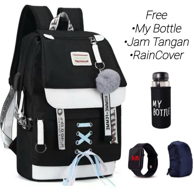 Donesubego - Tas Ransel Unisex Backpack Sekolah Anak SD SMP SMA Tas Laptop Cewek Cowok Model
