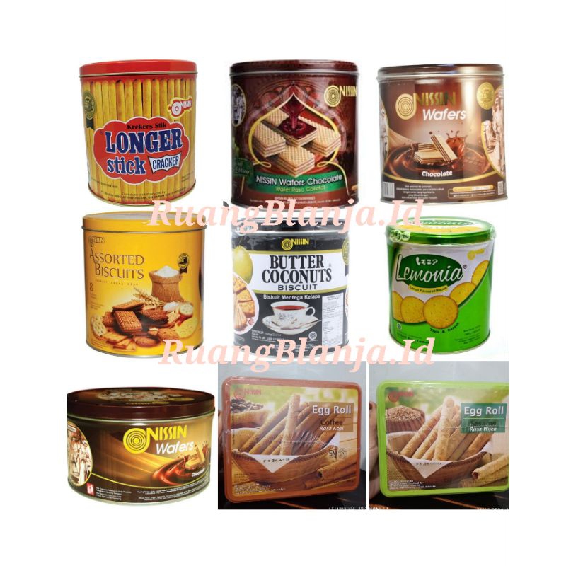 

NISSIN biskuit wafer kaleng aneka rasa Assorted - Longger stick - lemonia - butter coconut