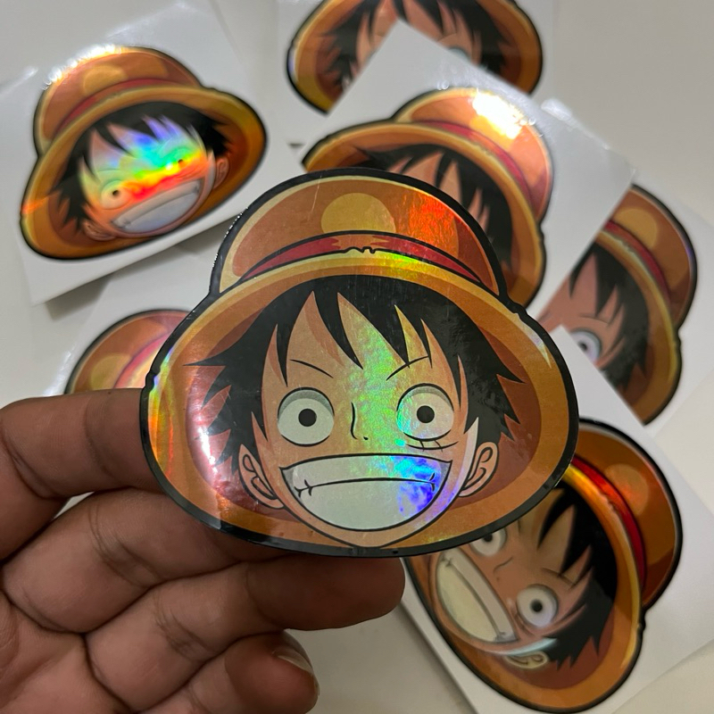 

stiker anime luffy one piece hologram