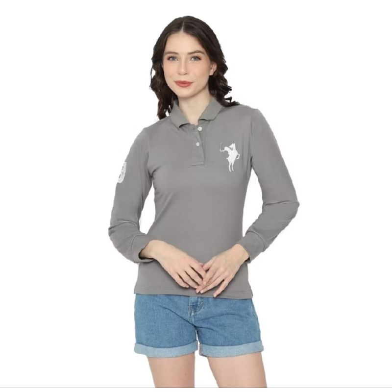 Polo wanita dewasa // polo bordir besar // polo lengan panjang // Kaos kerah wanita logo bordir dada