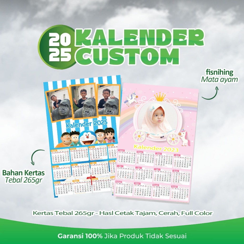 

Cetak Kalender Pakai Foto Bebas Desain Ukuran A3+ Bahan Tebal Dan Glosy