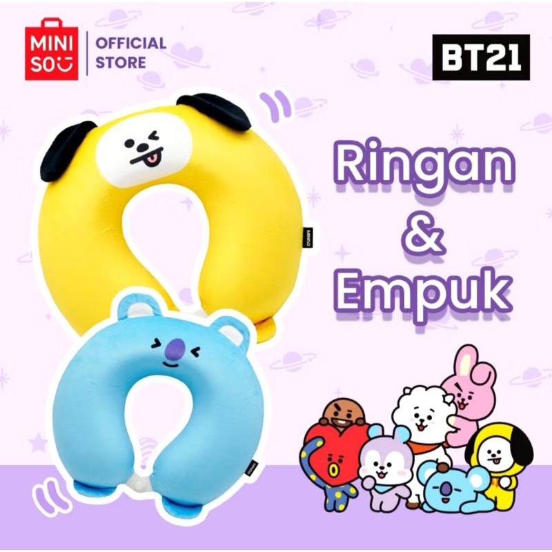 Miniso Neck Pillow BT21 RJ Shooky Mang Koya Chimmy Tata Cooky Cookie BTS Jin Suga Jhope RM Jimin V T