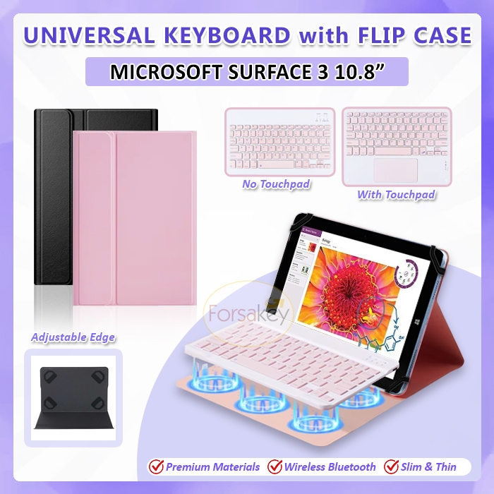 Microsoft Surface 3 10.8 Inch 10.8" Tab Tablet Windows ( PINK & HITAM ) Wireless Bluetooth Keyboard 