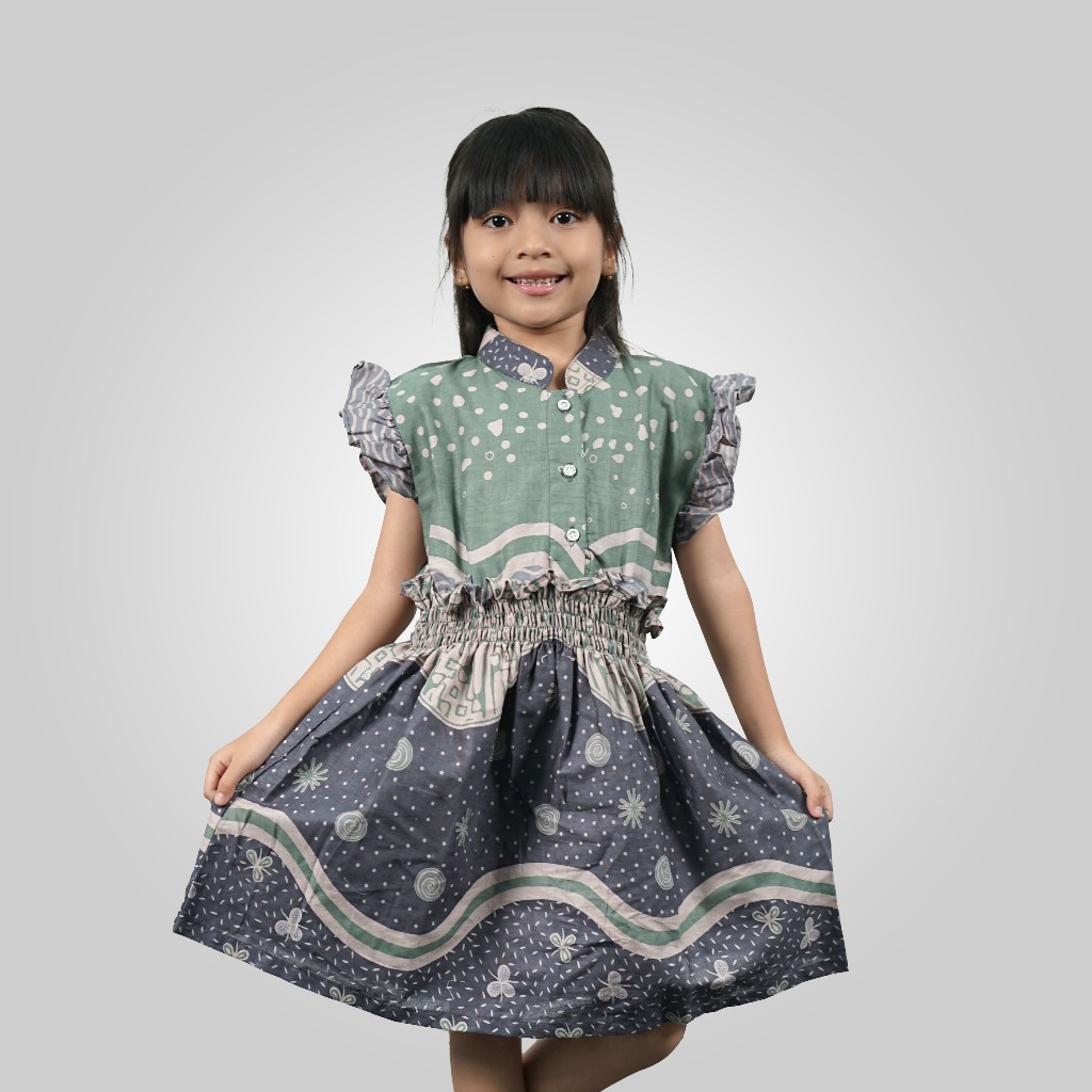 BATIK TRUSMI Dress Batik Anak Perempuan Motif Batik Kombinasi SWD MOP