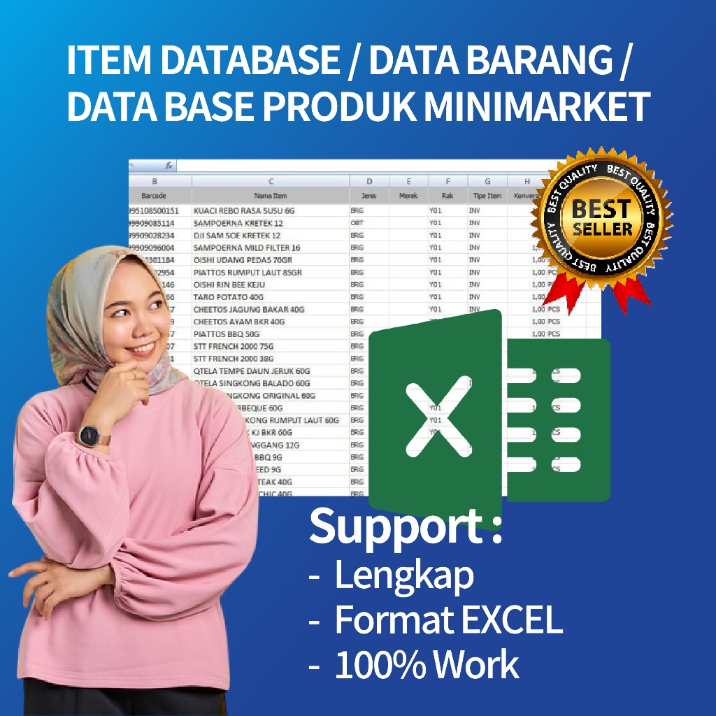 Item Database / Data Barang / Database Produk Minimarket Indonesia Include Barcode, Siap Import