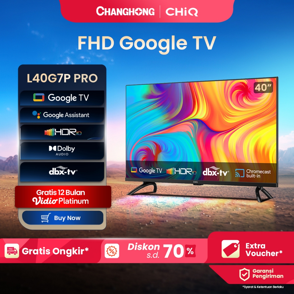 【Google TV】CHiQ 40 inch Smart TV Full HD-HDR10+DBX Dolby Audio Google Assistant Netflix Youtube Digi