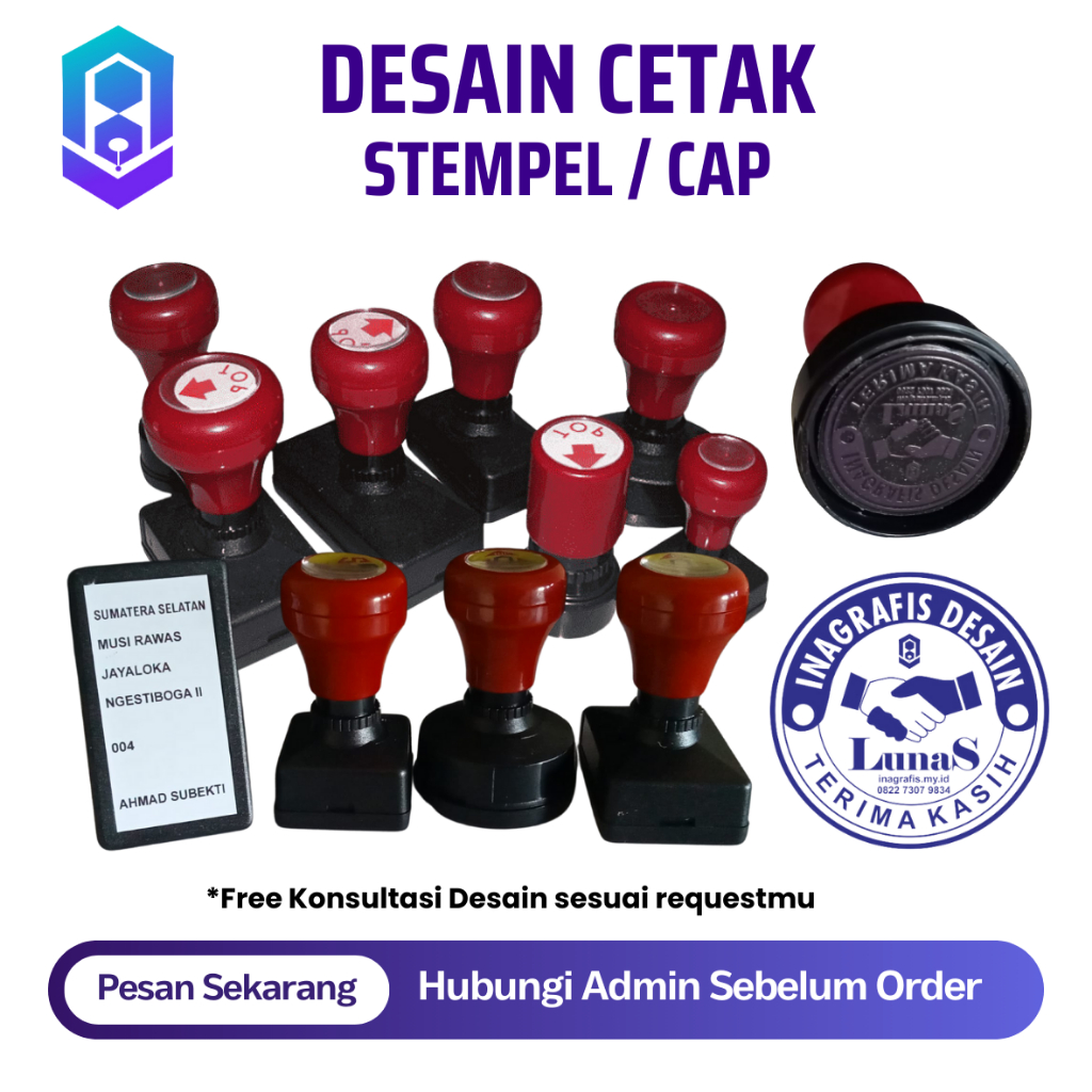 

Desain Cetak Stempel Custom, Stempel Warna, Stempel Standar, Stempel Legalisir, Cap