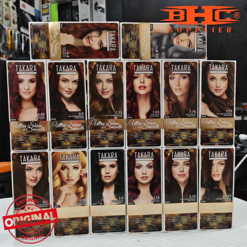 TAKARA Hair Color Originanl Pewarna Rambut 1 Box Isi 2x60ml Mewarnai Rambut Semir Rambut Hitam Brown