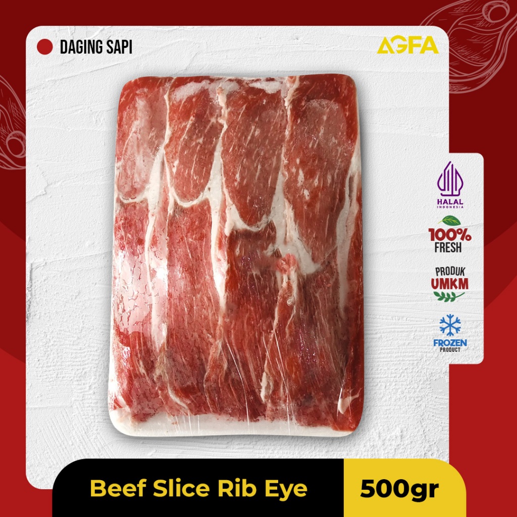 

Beef Slice Rib Eye 500 gram/ Daging Rib Eye / Daging Slice Iga / Daging Rusuk / Daging Slice BBQ / Sukiyaki / Steamboat