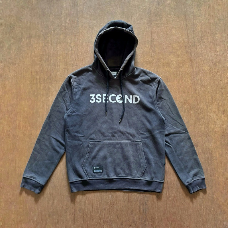 Hoodie Three Second Black Washed Original