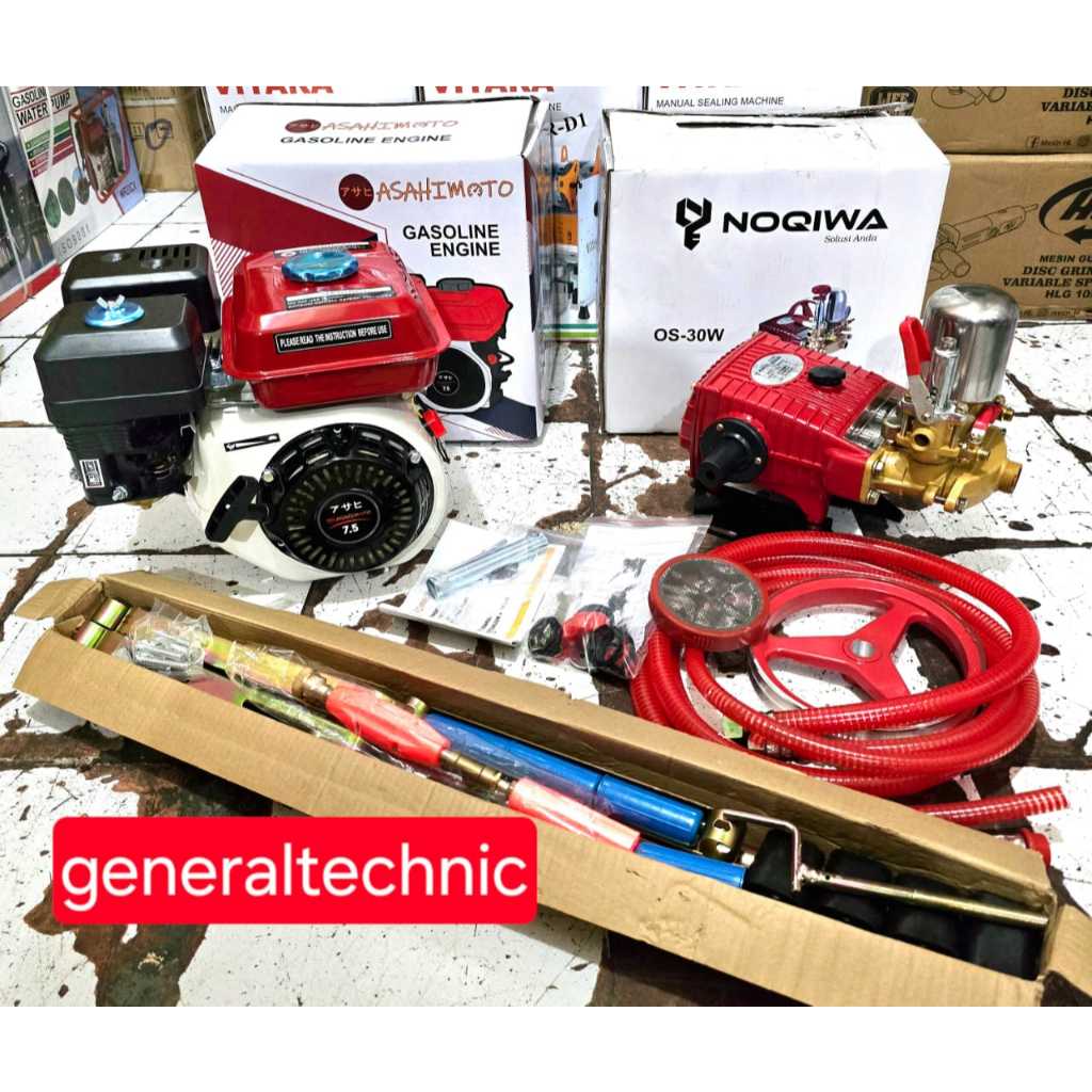 Mesin Cuci Motor Power Sprayer PS30A Noqiwa Engine GX200 Asahimoto 7,5HP Steamset PS30A + GX200