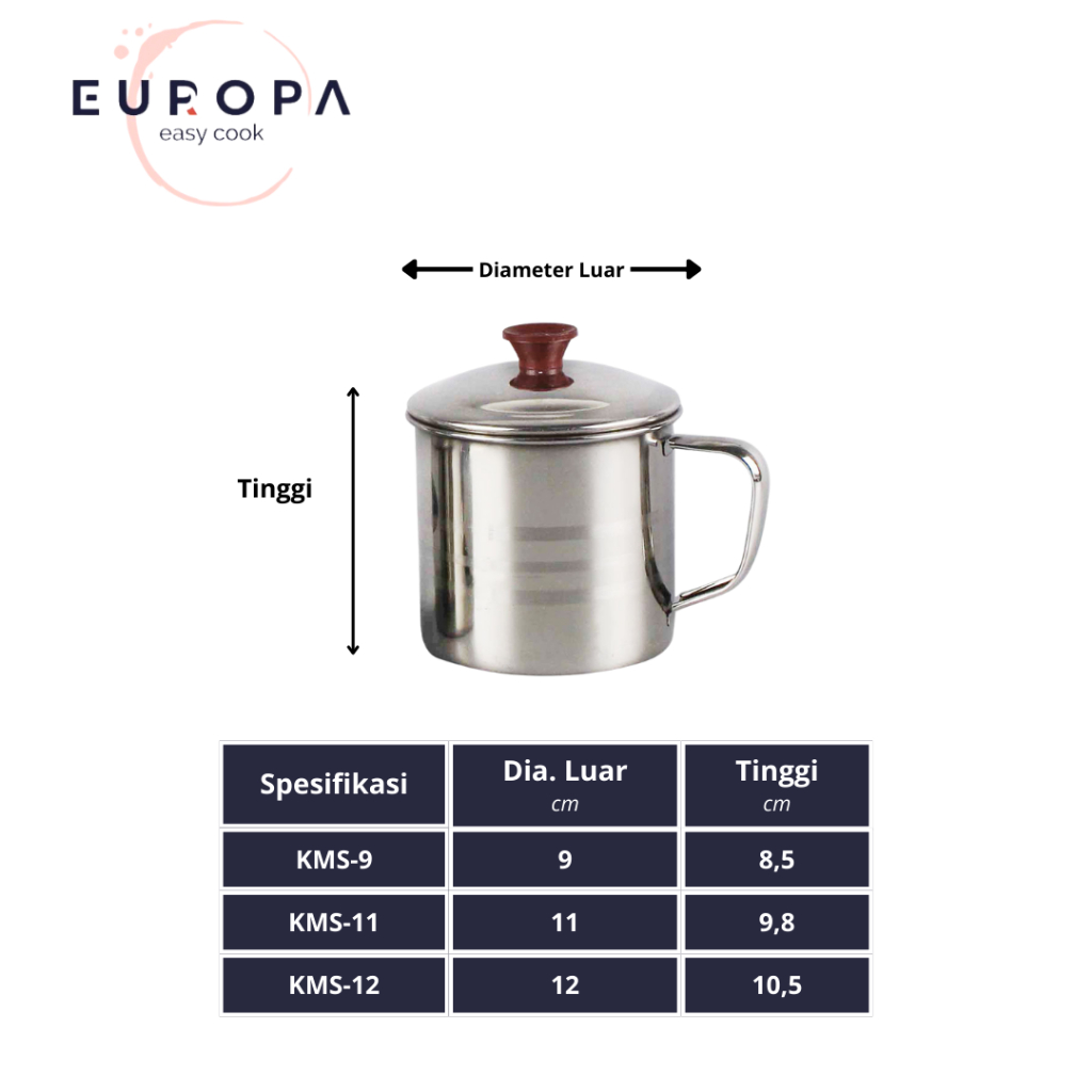 RB Cangkir Stainless Gelas Stainless Mug Stainless + Tutup Gelas Tutup Stainless 9cm 11cm 12cm