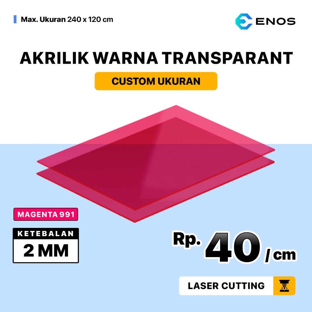 

Akrilik Lembaran Transparan Warna Magenta 2mm Custom Ukuran /Acrylic Sheet