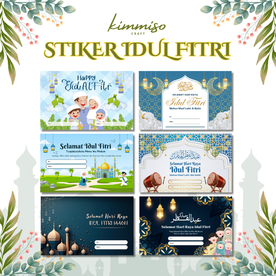 

[ Kimmiso ] Stiker Idul Fitri Isi 15 Lembar - Sticker Lebaran - Eid Al Fitr 11x7 cm