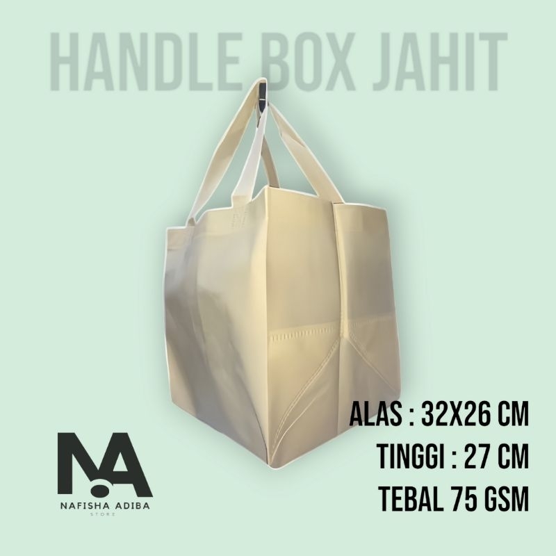 

Tas Spunbond Handle Box Jahit 32x27x26 cm goodie bag kotak/tas belanja,tas souvenir,promosi,ultah,tas kain polos