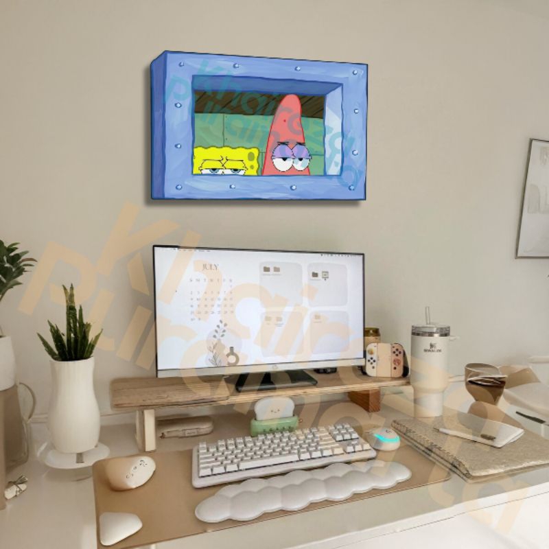 Pigura / Pajangan Dinding Spongebob & Patrick Ngintip di Jendela (Spongebob Squarepants)
