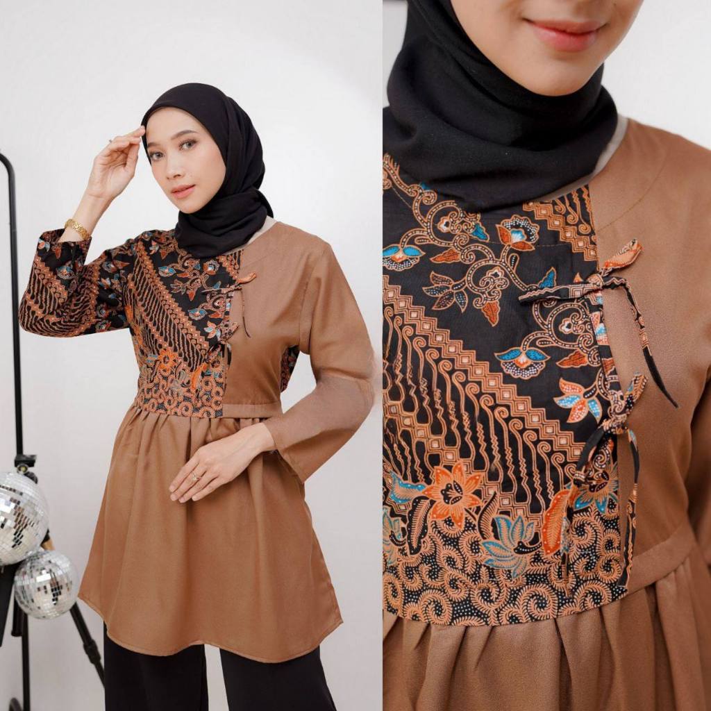 BATIK PEKALONGAN 88 - Couple Jenna Batik Bahan Katun Prima Atasan Wanita & Hem Pria Seragaman BKIL