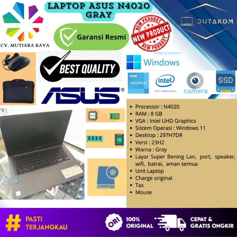 LAPTOP SEKEN ASUS GRAY N4020/4GB