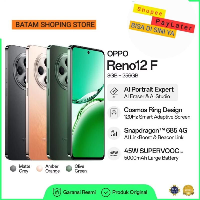 Oppo Reno 12F 4G Ram 8+256GB New 2024 Resmi Oppo Smartphone