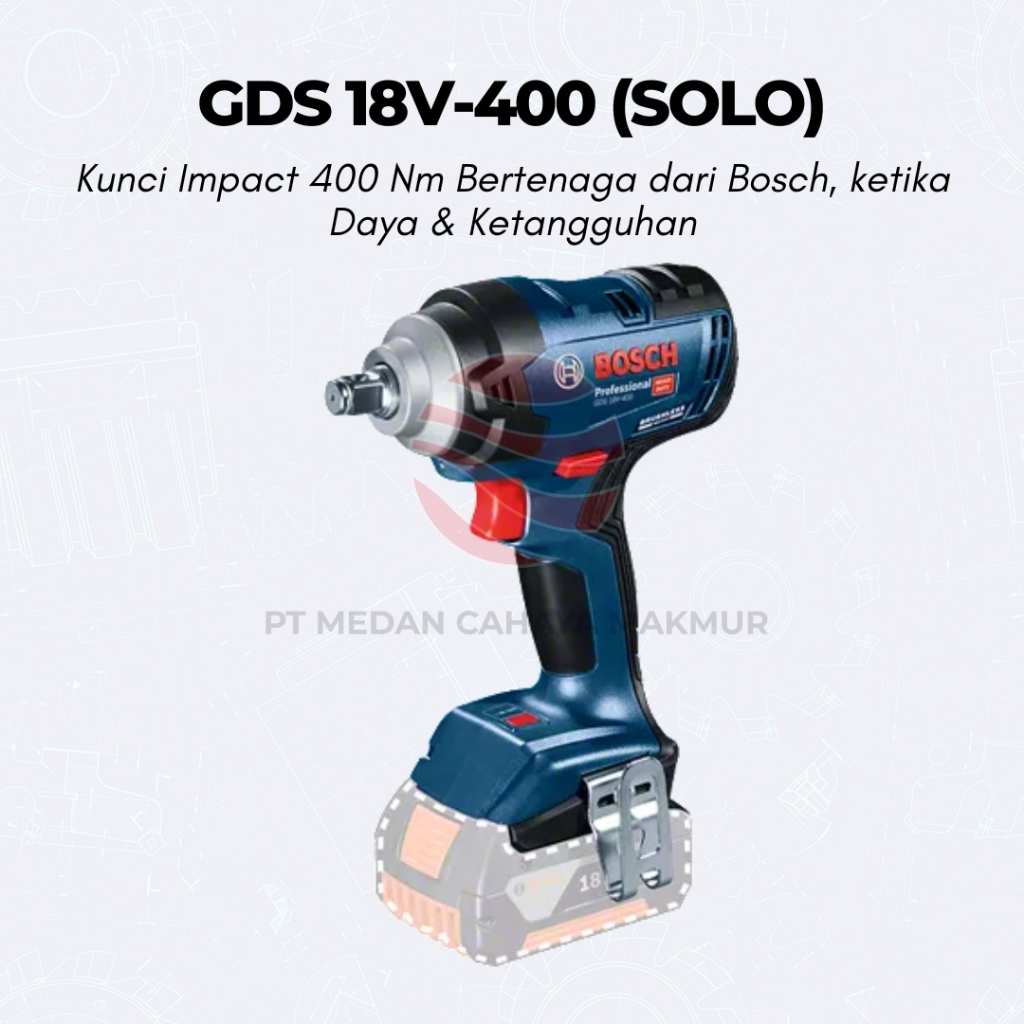 Bosch GDS 18V-400 Cordless Impact Wrench 1/2" 18V /  Kunci Impact Baterai - Unit Only
