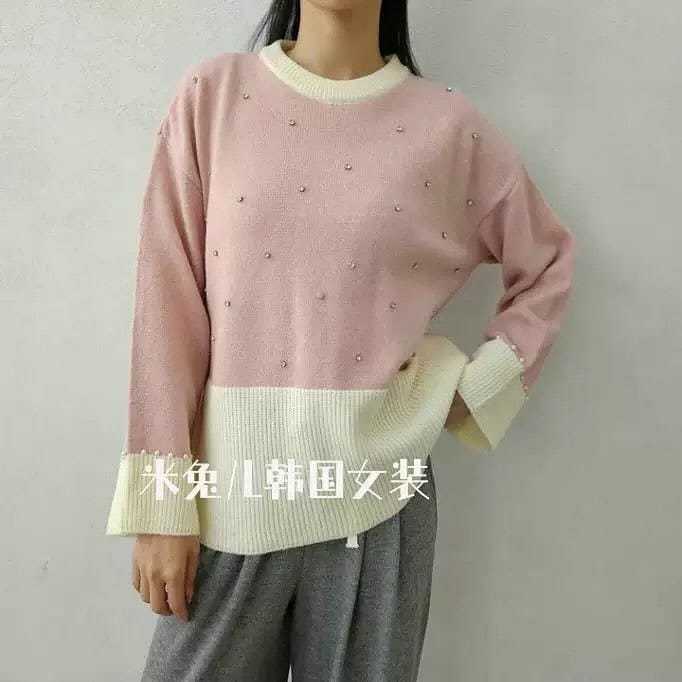 [LaVaylin] LV033 Top Atasan Sweater Wanita Korea Elegan Texture Premium Fashion Modern Terbaru