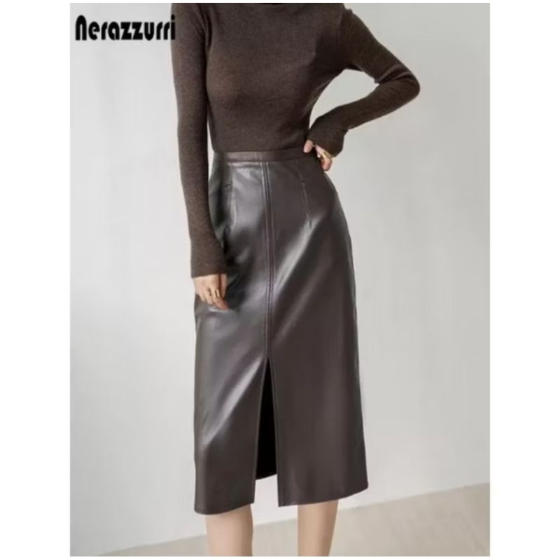 rok kulit wanita / skirt leather coffe