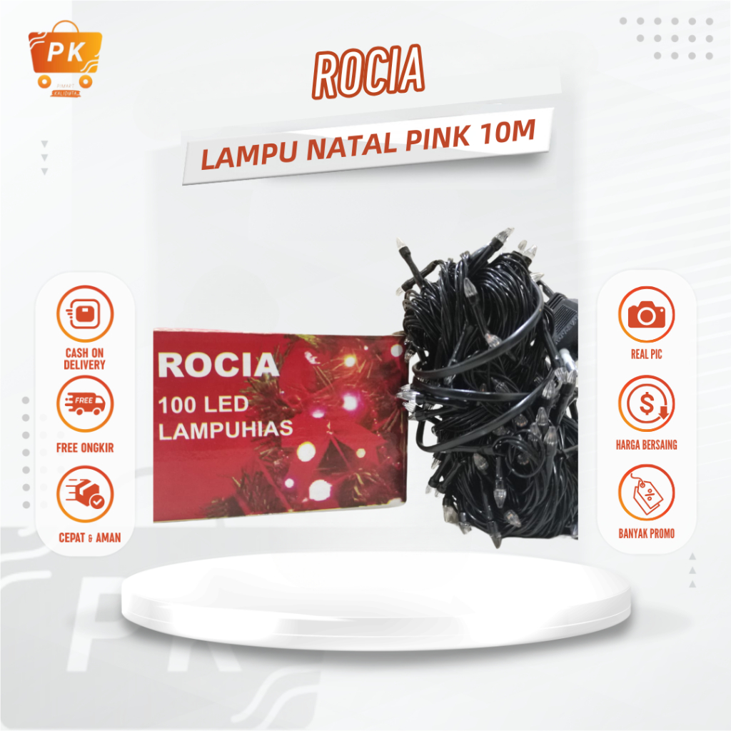 Lampu Hias Lampu Natal 1 Warna Rocia 100 LED Panjang 10 Meter