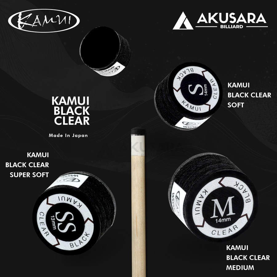 Tip Billiard Kamui Black Clear (Tip Soft S, Medium M, Super Soft SS) Original Stik Billiard
