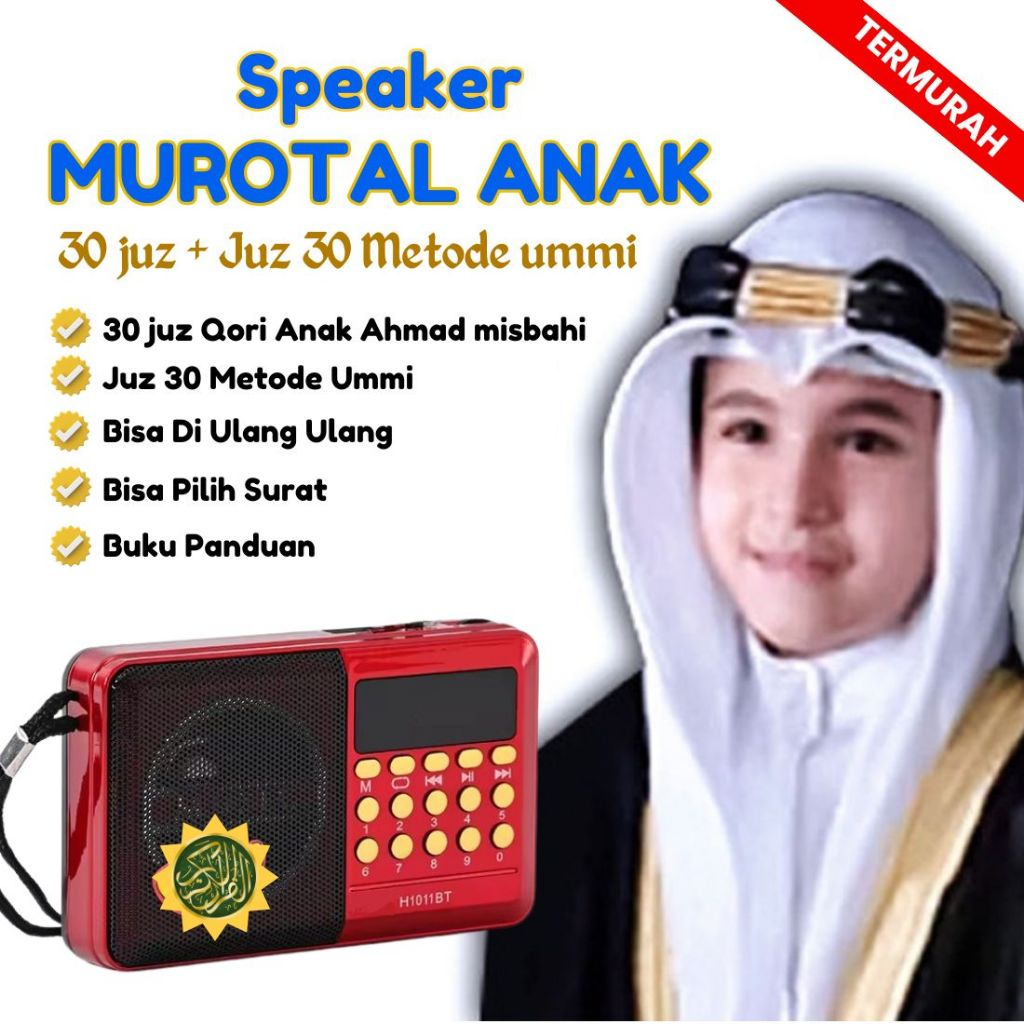 Speaker Murottal Al Quran 30 Juz Qori Anak Bisa Bluetooth Metode ummi