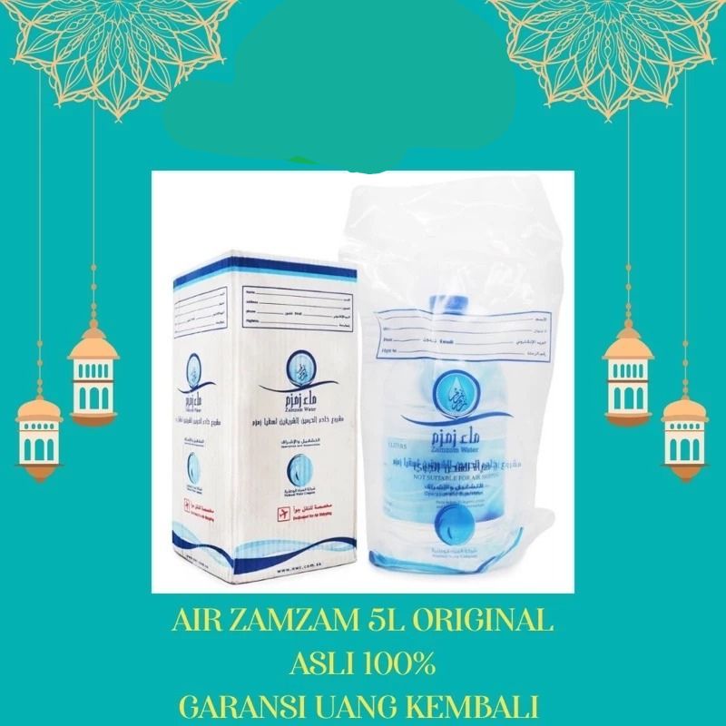 

Air Zam Zam Kemasan Galon 5 Liter Dengan Box/Zam Zam Asli Tanpa Campuran