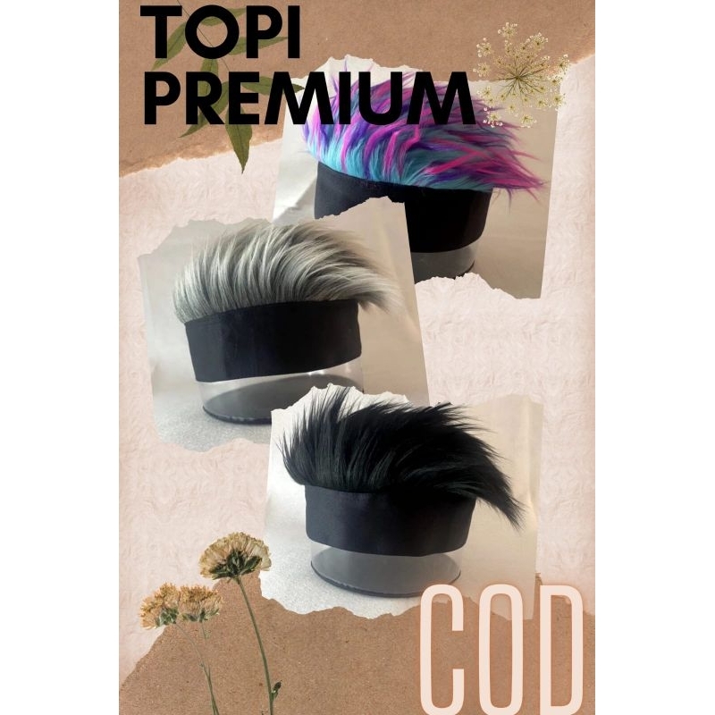 Topi rambut palsu pria, wik rambut palsu korea topi rambut cosplay