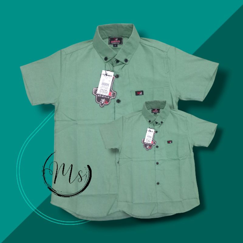 Kemeja couple ayah dan anak warna sage
