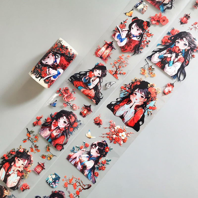 

(1EB) washi tape selotip transparan wanita cantik imut lucu ancient china kuno girl cute wubao